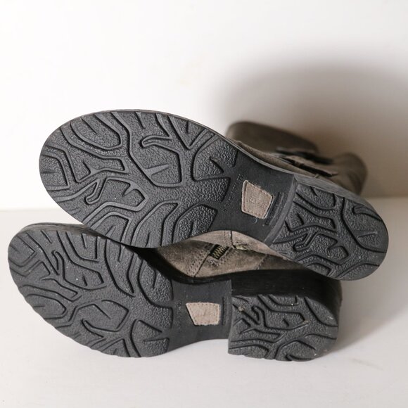 Born Croft 8  Boot Taupe Brown Leather Motorcycle Biker Side Zip Buckle Mid Calf - Picture 6 of 7